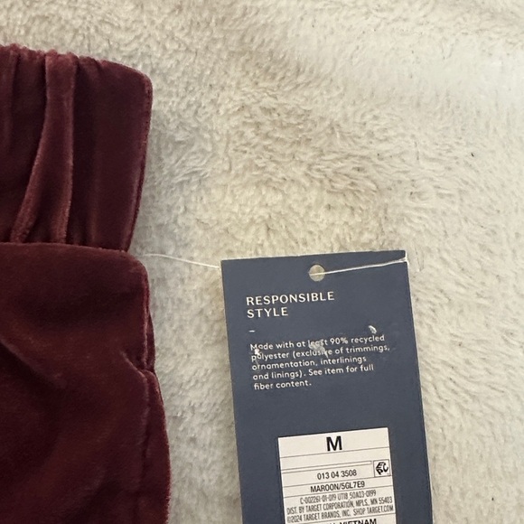 Universal Thread Velour Maroon Wide Leg Pants - Picture 9 of 13